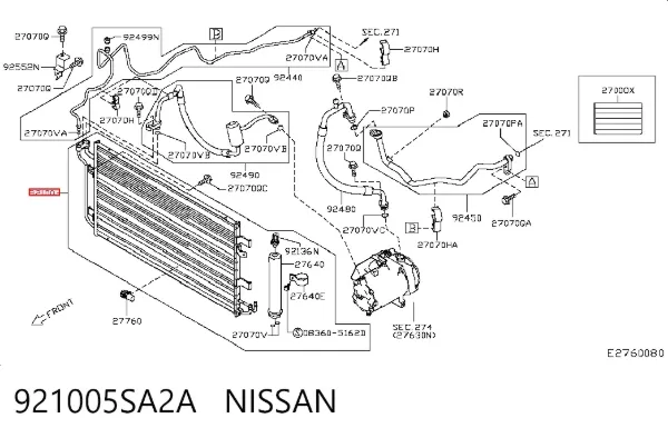Радиатор кондиционера 921005SA2A Nissan/Infiniti