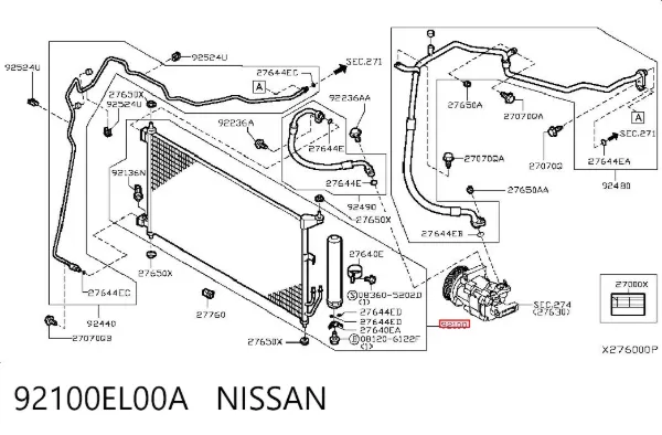 Радиатор кондиционера 92100EL00A Nissan/Infiniti
