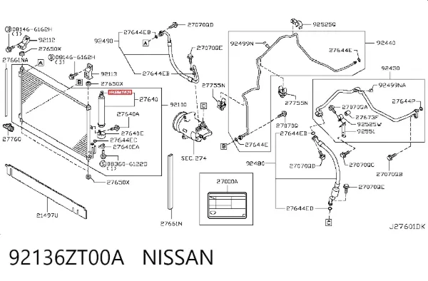 Датчик давления кондиционера 92136ZT00A Nissan/Infiniti
