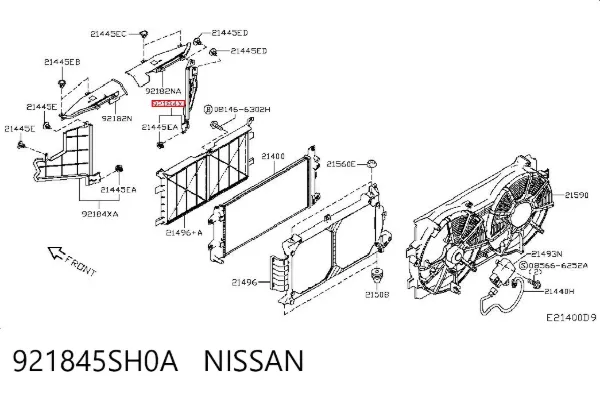 Правый дефлектор радиатора 921845SH0A Nissan/Infiniti
