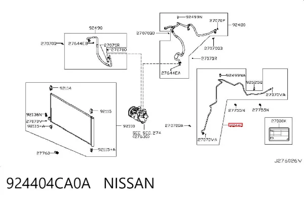 Шланг кондиционера, от радиатора к испарителю 924404CA0A Nissan/Infiniti