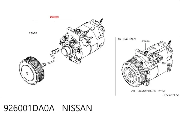 Компрессор кондиционера 926001DA0A Nissan/Infiniti