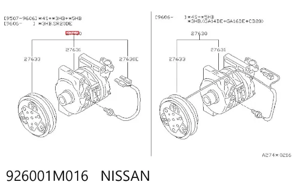 Компрессор кондиционера 926001M016 Nissan/Infiniti