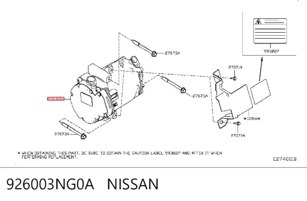 Компрессор кондиционера 926003NG0A Nissan/Infiniti
