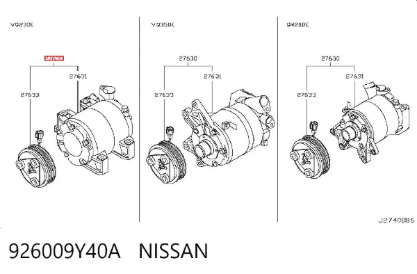 Компрессор кондиционера 926009Y40A Nissan/Infiniti