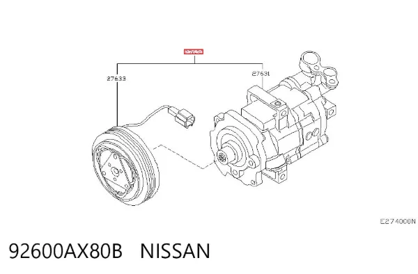 Компрессор кондиционера 92600AX80B Nissan/Infiniti