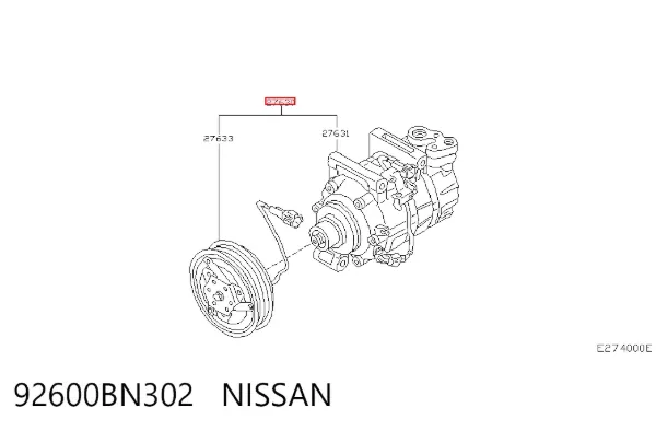 Компрессор кондиционера 92600BN302 Nissan/Infiniti