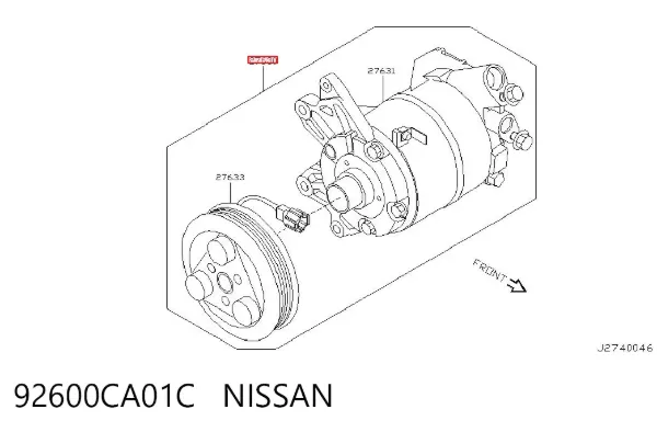 Компрессор кондиционера 92600CA01C Nissan/Infiniti