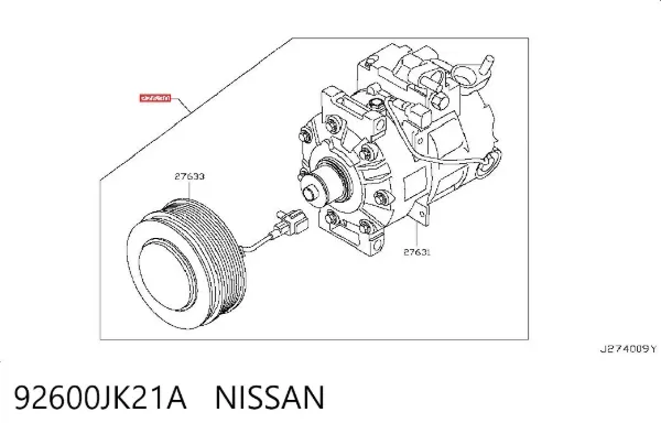Компрессор кондиционера 92600JK21A Nissan/Infiniti