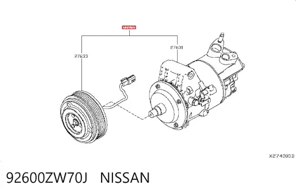 Компрессор кондиционера 92600ZW70J Nissan/Infiniti