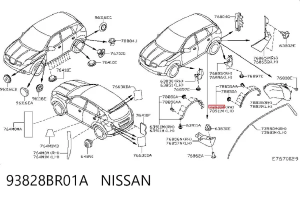Расширитель (накладка) арки заднего крыла правый 93828BR01A Nissan/Infiniti