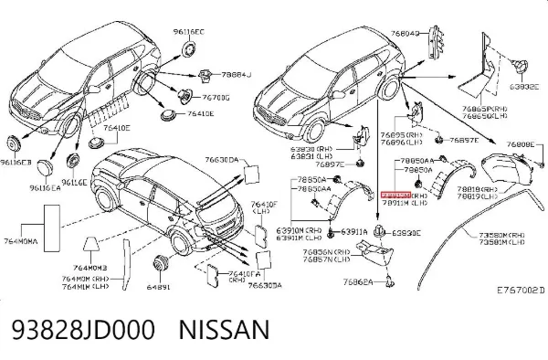 Расширитель (накладка) арки заднего крыла правый 93828JD000 Nissan/Infiniti