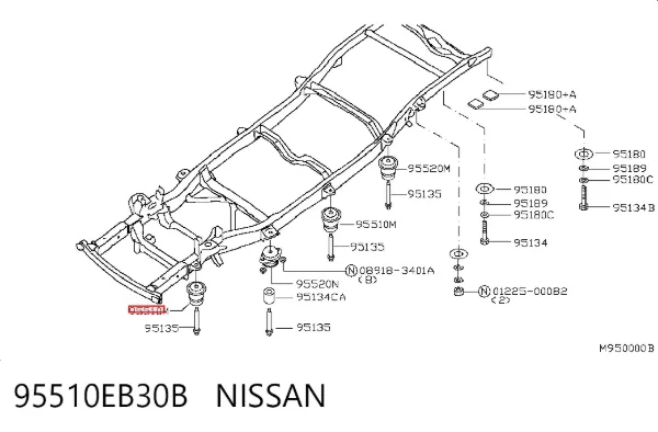 Подушка рамы (крепления кузова) 95510EB30B Nissan/Infiniti