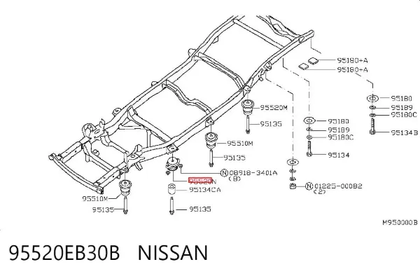 Подушка рамы (крепления кузова) 95520EB30B Nissan/Infiniti