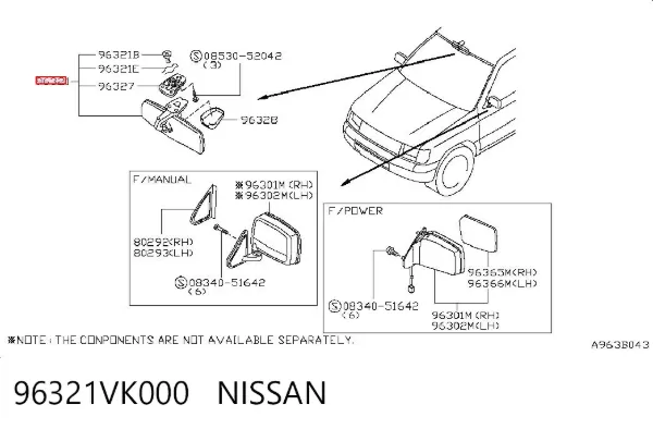 Зеркало заднего вида 96321VK000 Nissan/Infiniti