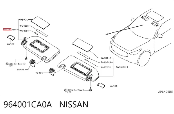 Солнцезащитный козырек 964001CA0A Nissan/Infiniti