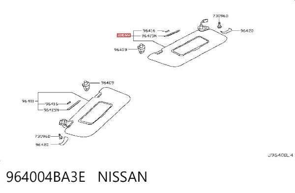 Солнцезащитный козырек 964004BA3E Nissan/Infiniti