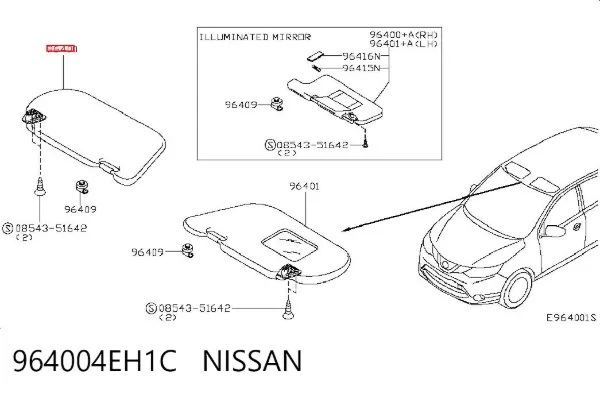 Солнцезащитный козырек 964004EH1C Nissan/Infiniti