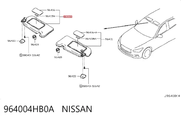 Солнцезащитный козырек 964004HB0A Nissan/Infiniti