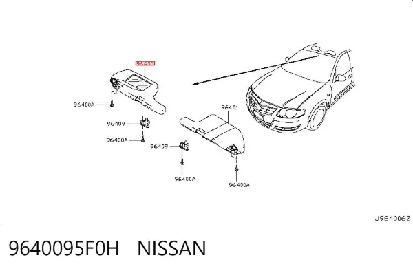 Солнцезащитный козырек 9640095F0H Nissan/Infiniti