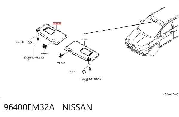 Солнцезащитный козырек 96400EM32A Nissan/Infiniti
