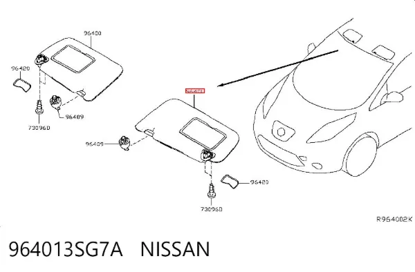 Солнцезащитный козырек 964013SG7A Nissan/Infiniti