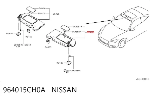 Солнцезащитный козырек 964015CH0A Nissan/Infiniti