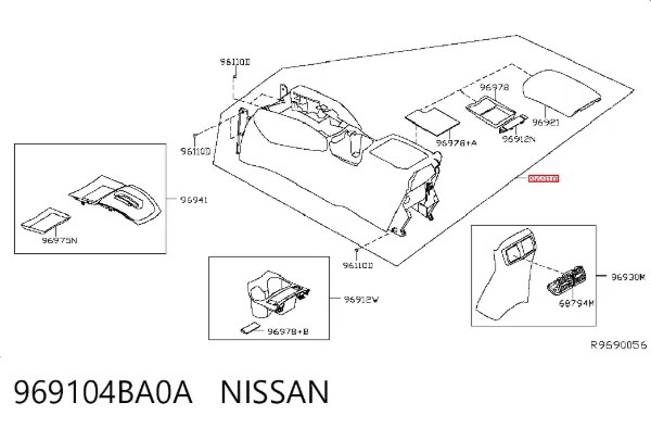 Консоль панели управления центральная 969104BA0A Nissan/Infiniti