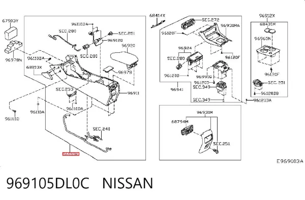 Консоль панели управления центральная 969105DL0C Nissan/Infiniti