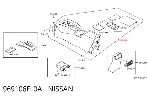 Консоль панели управления центральная 969106FL0A Nissan/Infiniti