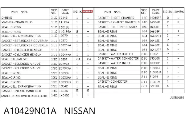  A10429N01A Nissan/Infiniti