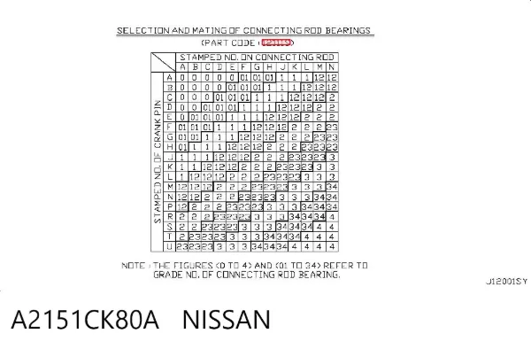 Вкладыши шатунные A2151CK80A Nissan/Infiniti
