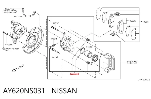 Ремкомплект суппорта AY620NS031 Nissan/Infiniti