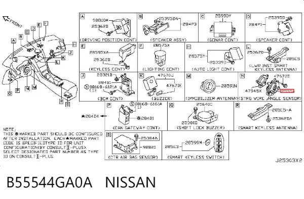 Шлейф руля B55544GA0A Nissan/Infiniti