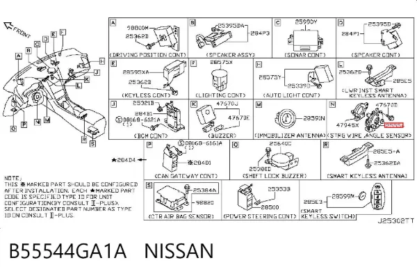 Шлейф руля B55544GA1A Nissan/Infiniti