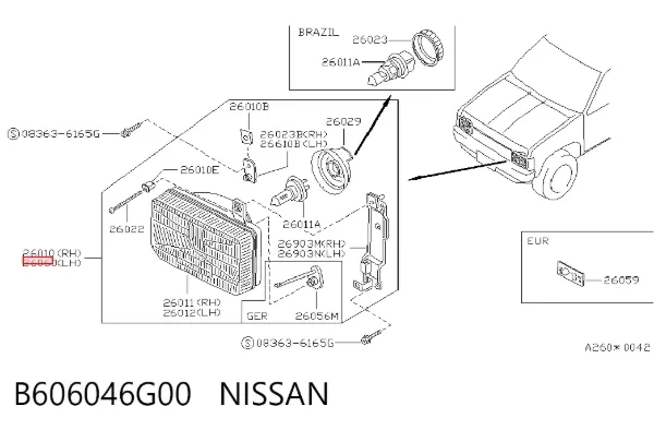 Левая фара B606046G00 Nissan/Infiniti