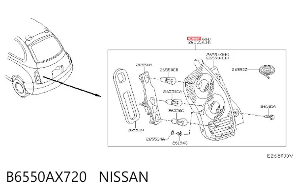 Задний фонарь B6550AX720 Nissan/Infiniti