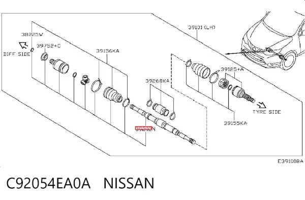 Левая полуось C92054EA0A Nissan/Infiniti
