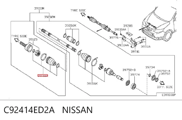 Пыльник ШРУСа наружный C92414ED2A Nissan/Infiniti