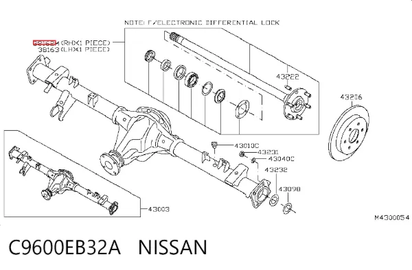 Полуось задняя правая C9600EB32A Nissan/Infiniti