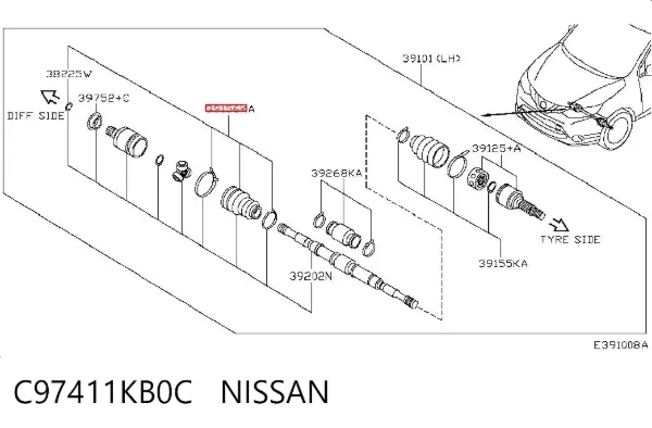 Пыльник ШРУСа внутренний C97411KB0C Nissan/Infiniti