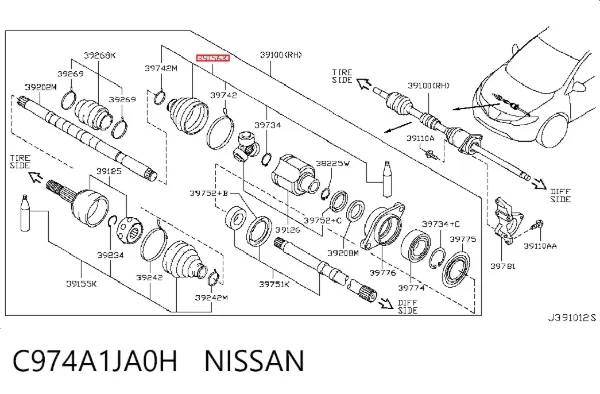 Пыльник ШРУСа внутренний C974A1JA0H Nissan/Infiniti