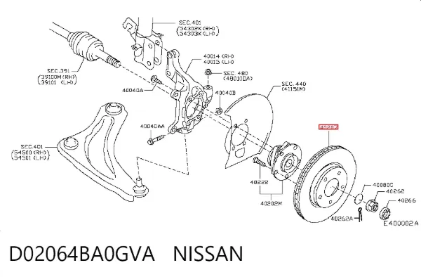 Передние тормозные диски D02064BA0GVA Nissan/Infiniti
