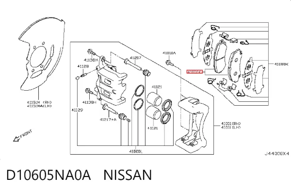 Передние тормозные колодки D10605NA0A Nissan/Infiniti