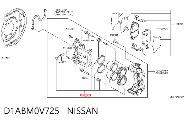 Ремкомплект переднего суппорта D1ABM0V725 Nissan/Infiniti