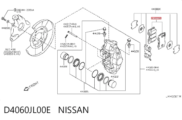 Задние тормозные колодки D4060JL00E Nissan/Infiniti