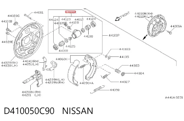 Ремкомплект тормозного цилиндра заднего D410050C90 Nissan/Infiniti