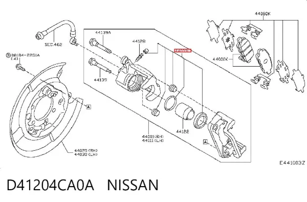 Ремкомплект суппорта D41204CA0A Nissan/Infiniti
