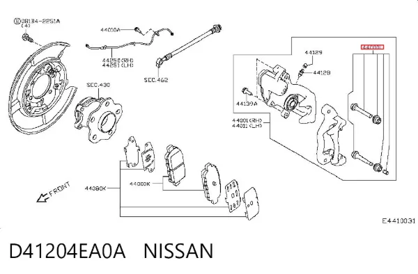 Ремкомплект переднего суппорта D41204EA0A Nissan/Infiniti