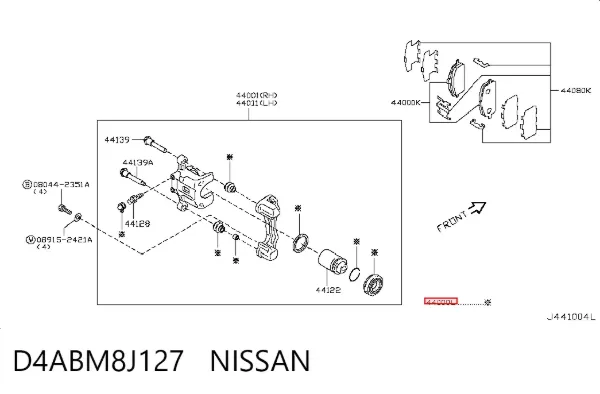 Ремкомплект суппорта D4ABM8J127 Nissan/Infiniti